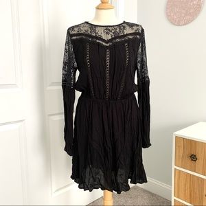 NWT American Rag Size Large Black Gothic Lace Dress, 100% Rayon, Long Sleeve